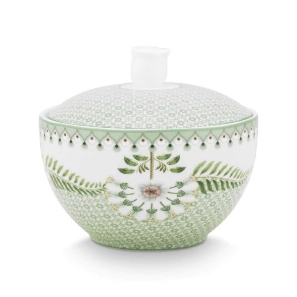 LILLY LOTUS GREEN SUGAR BOWL