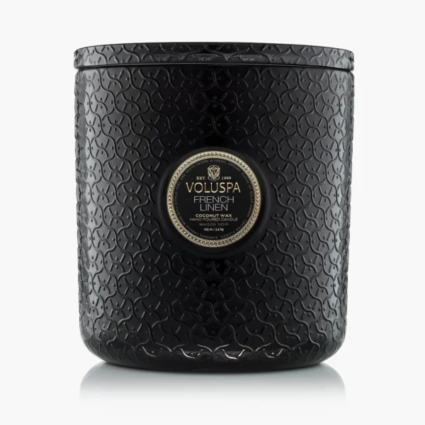 GLASS CANDLE  FRENCH LINEN