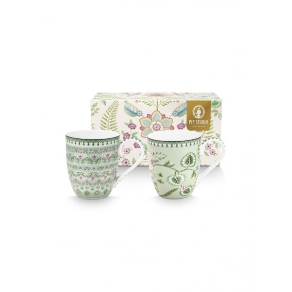 SET/2 MUGS XL LILY&LOTUS LIGHT GREEN