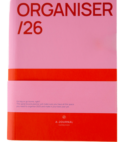 A-JOURNAL SPIRAL ORGANISER 2027 PINKRED